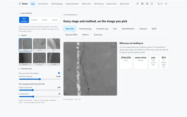 Fisura — Materials-Damage Vision Lab (Crack Detection to Engineering Units)