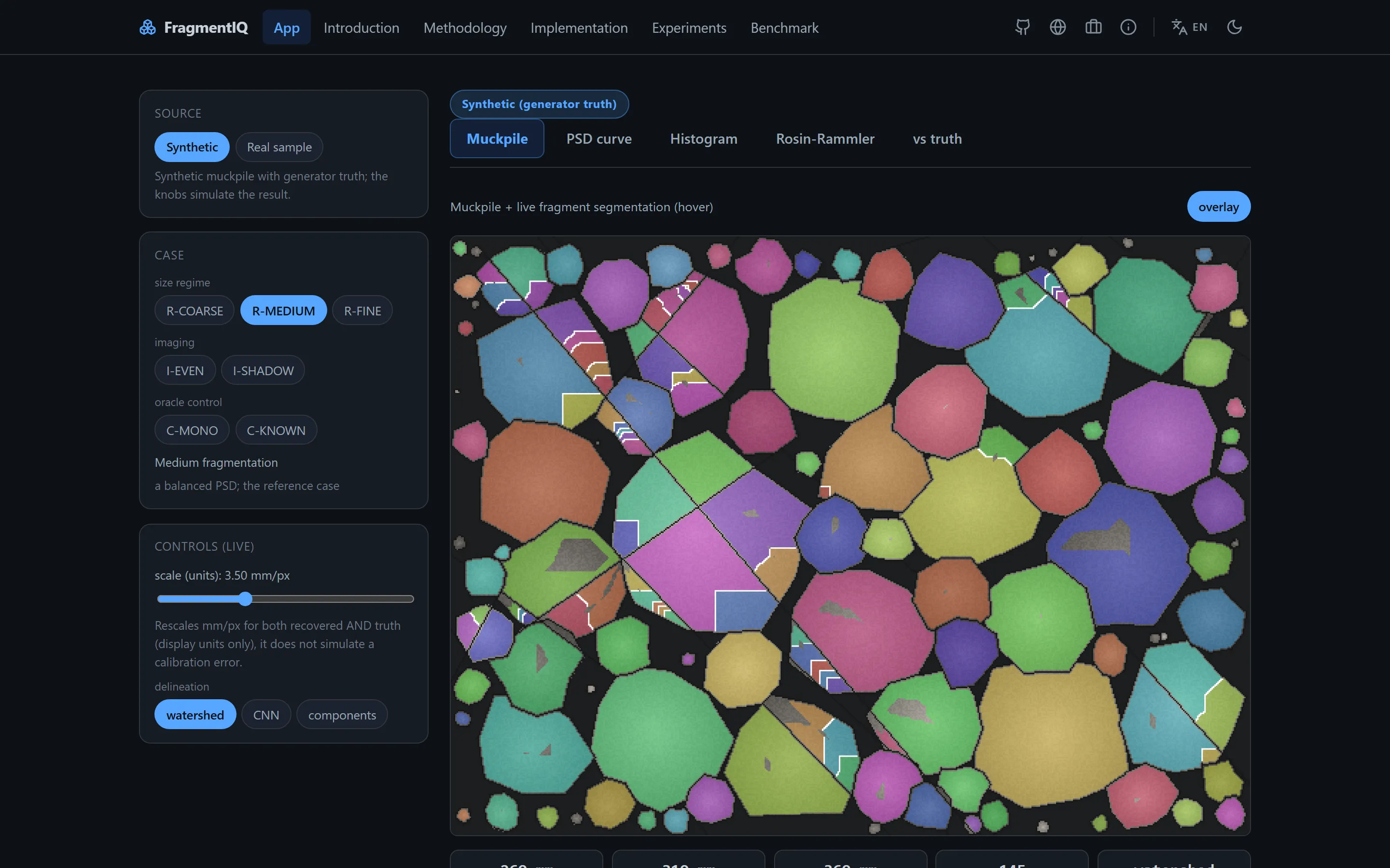 FragmentIQ — Post-Blast Muckpile Fragmentation Analysis Workbench