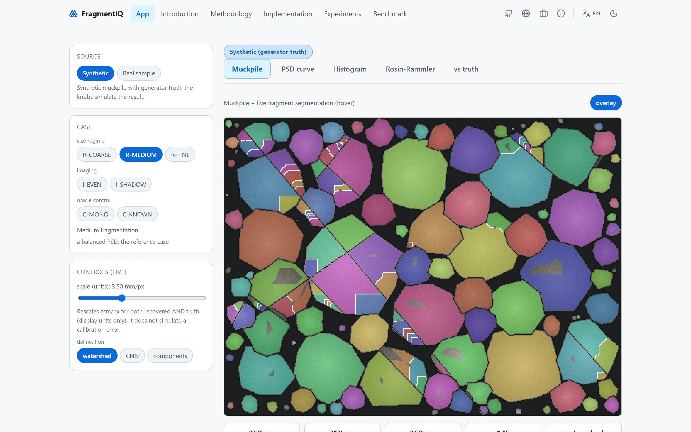 FragmentIQ — Post-Blast Muckpile Fragmentation Analysis Workbench