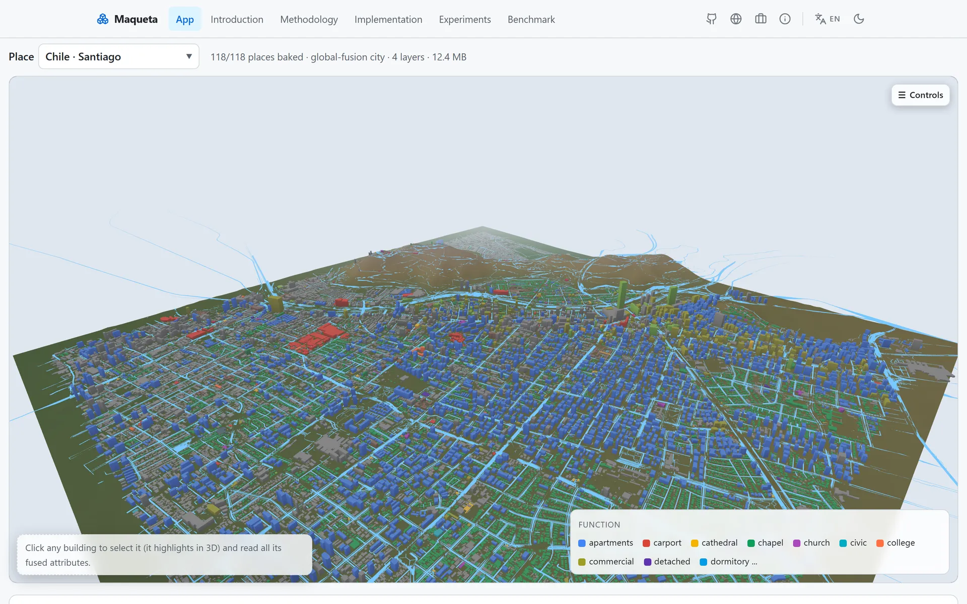 Maqueta, Real Places Rebuilt in 3D from Fused Open Geodata