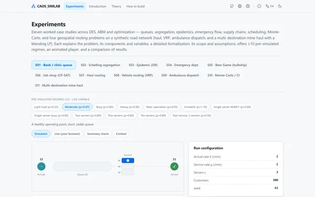 CAOS SimLab — A Didactic Lab for Simulation (DES & ABM)