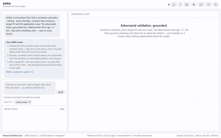 ADRA — Adversarial Dev Review Agent in action